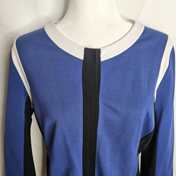 Soft Surroundings Jacket Size Medium Blue Colorblock Ponte Knit Pockets - Picture 3 of 10